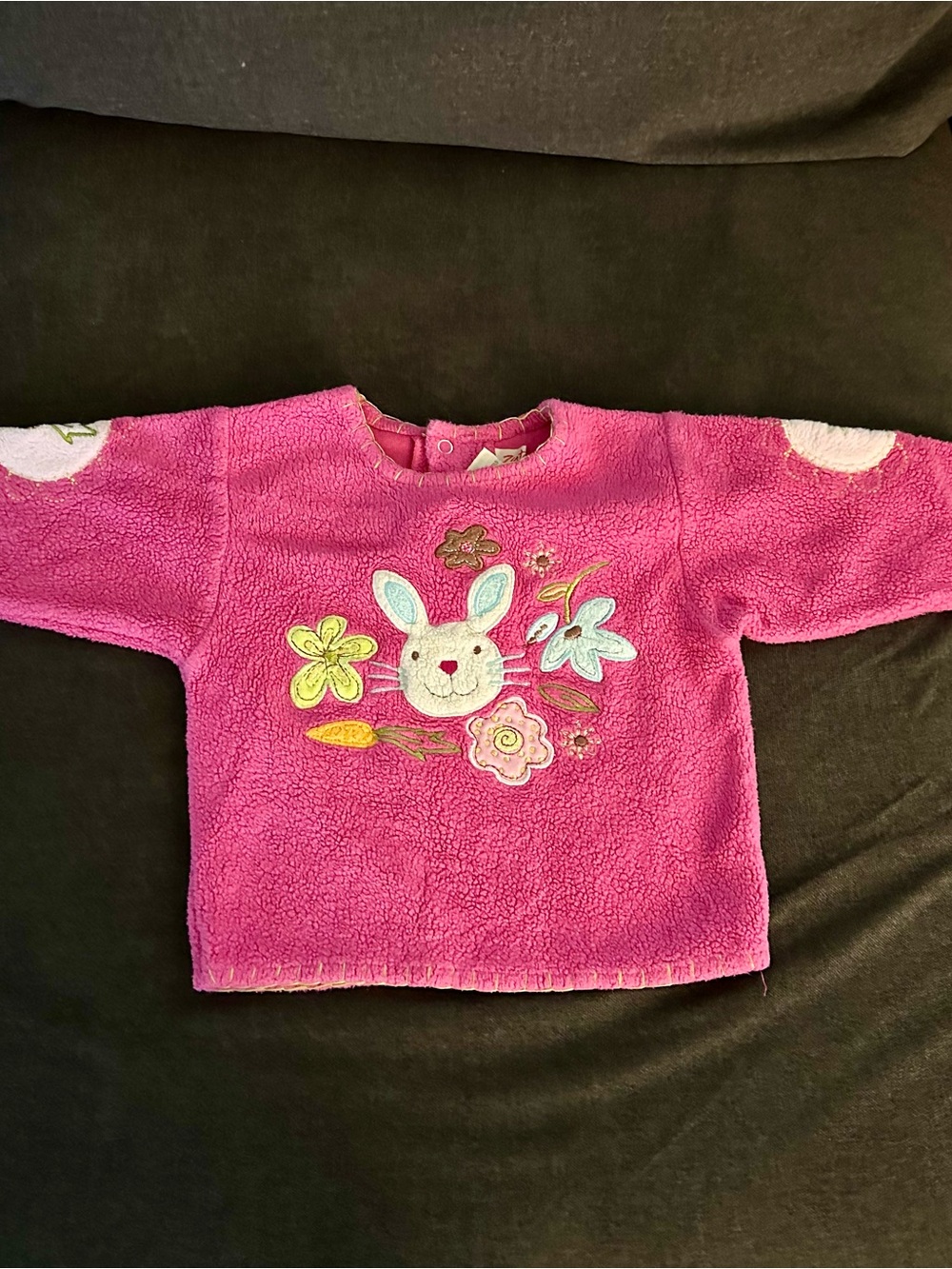 Vintage Zutano / ZAT Pink Bunny Fleece Sweatshirt Top
 6-12M